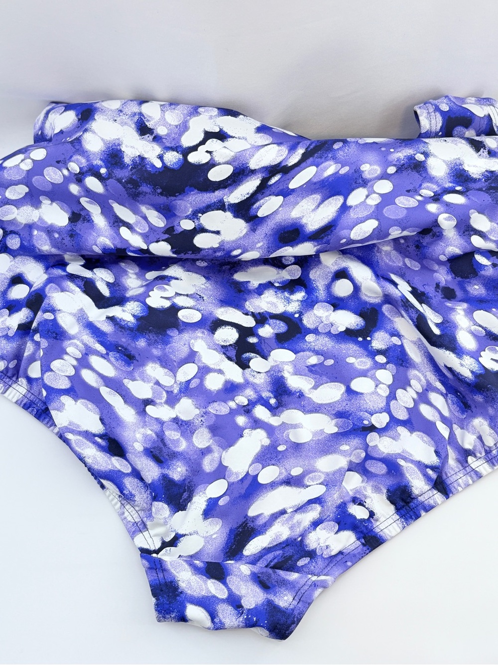 Lands' End Purple White Dotted Front-Zip Printed One-Piece Swimsuit Size M 10-12 - Picture 7 of 9